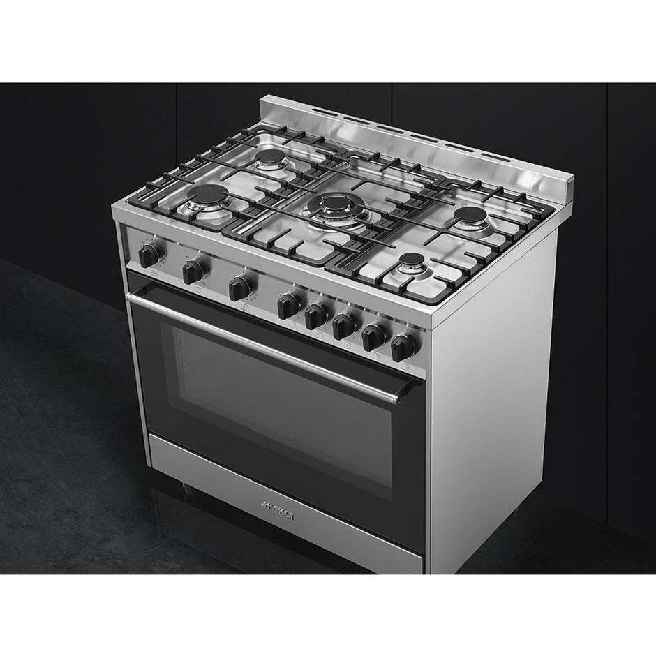 Smeg B90GMXI9 cucina 90x60 5 fuochi a gas forno elettrico ventilato 115 litri classe A colore inox