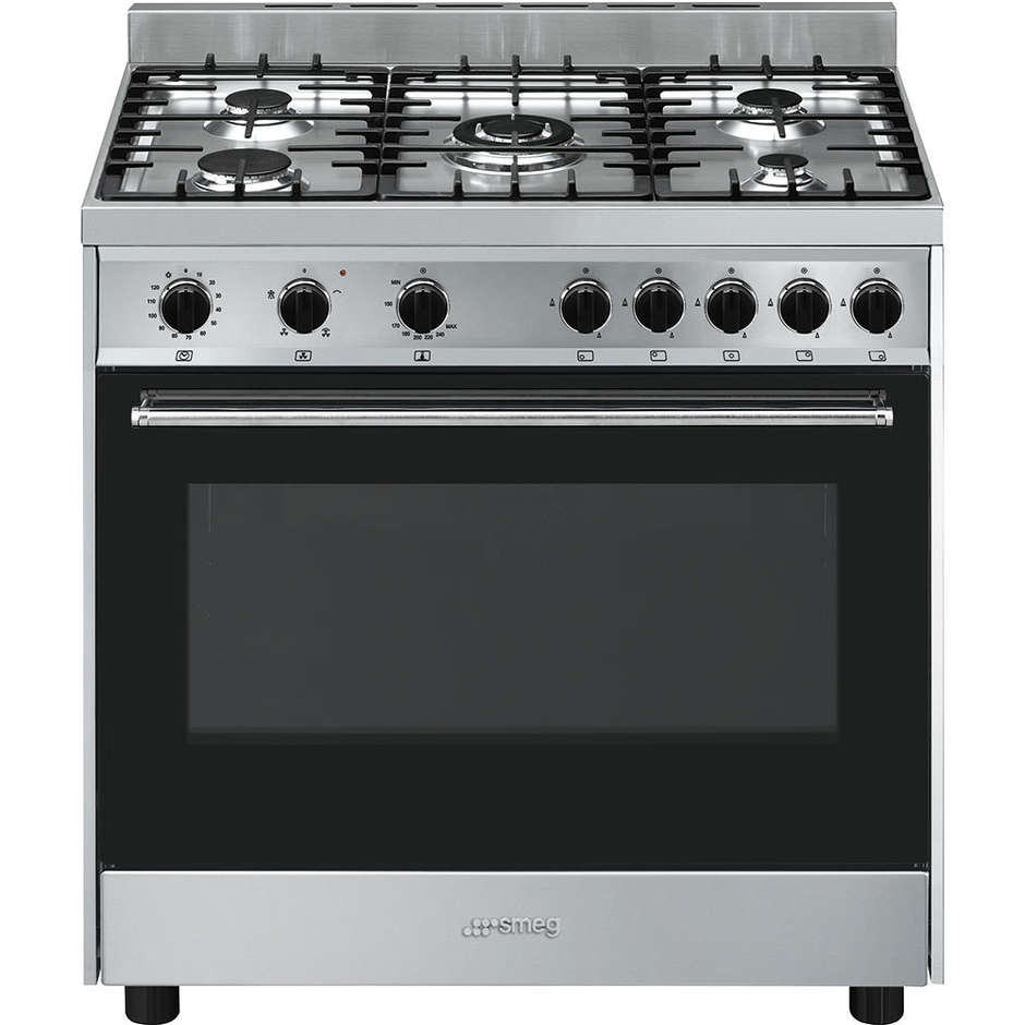 Smeg B90GVXI9 cucina 90x60 5 fuochi a gas forno a gas ventilato 115 litri classe A colore inox