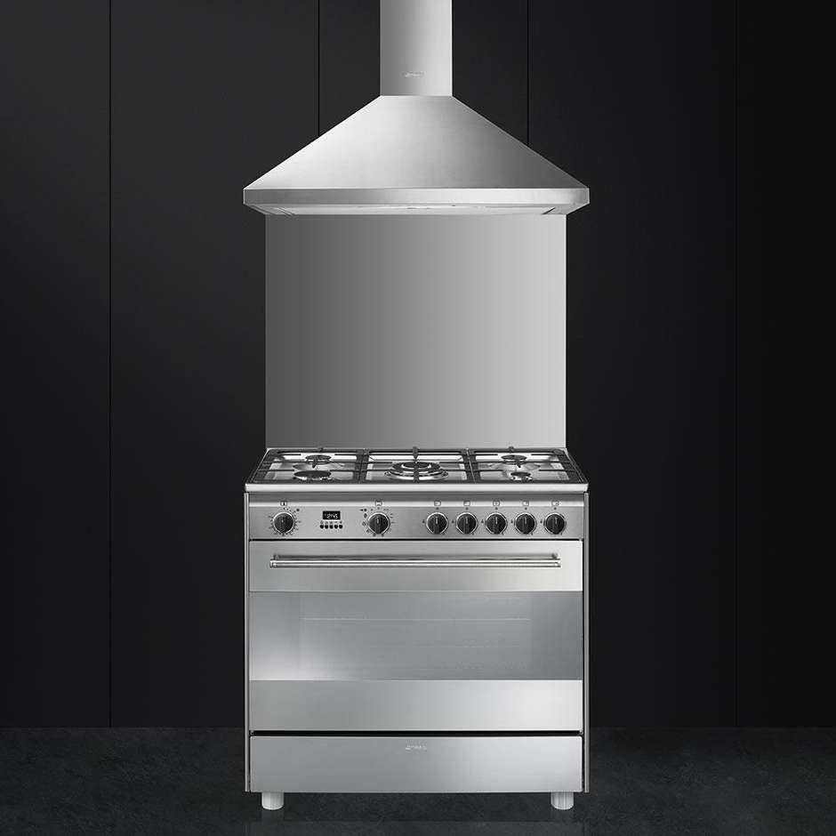 Smeg BG91PX9 cucina 90x60 5 fuochi a gas forno termoventilato pirolitico 115 litri classe A+ colore inox