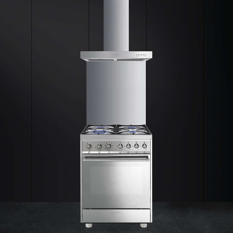 Smeg C6GMXI8-2 cucina 60x60 4 fuochi a gas forno elettrico multifunzione ventilato 70 litri classe A colore inox