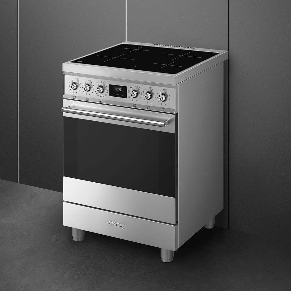 Smeg C6IMXM2 Cucina 60x60 4 Fuochi Forno Elettrico Multifunzione Capacita forno 70 Lt Classe A Colore Inox