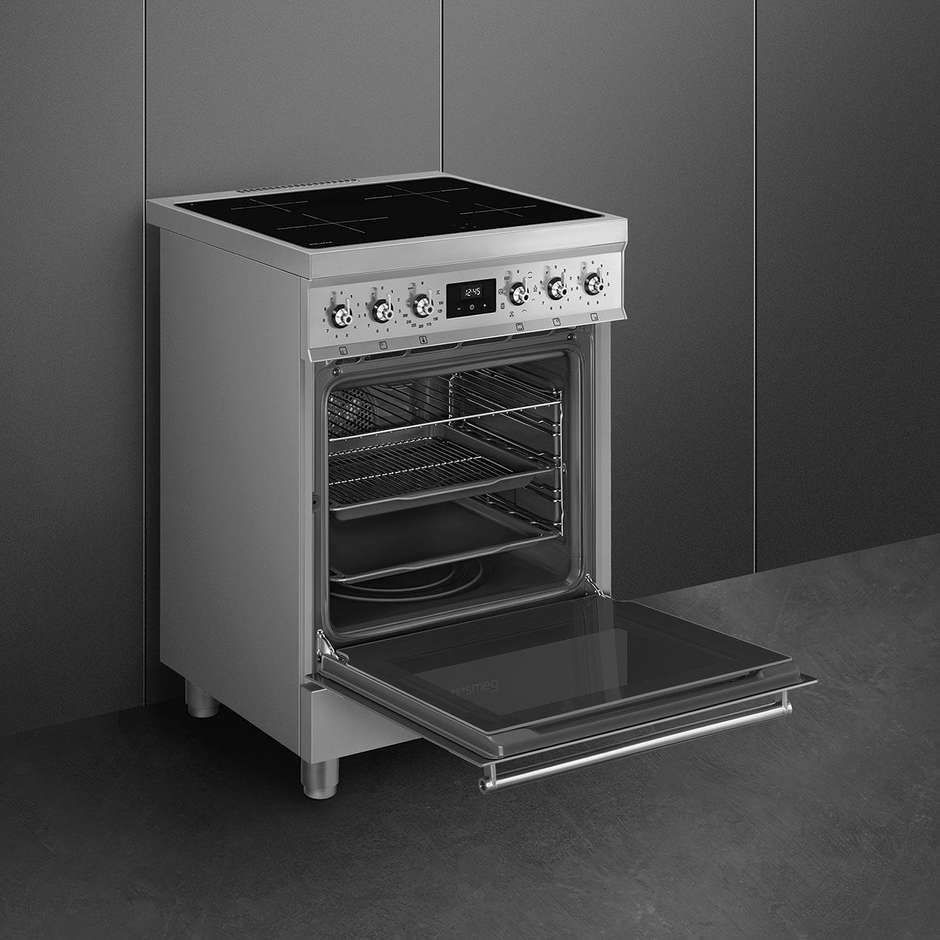 Smeg C6IMXM2 Cucina 60x60 4 Fuochi Forno Elettrico Multifunzione Capacita forno 70 Lt Classe A Colore Inox