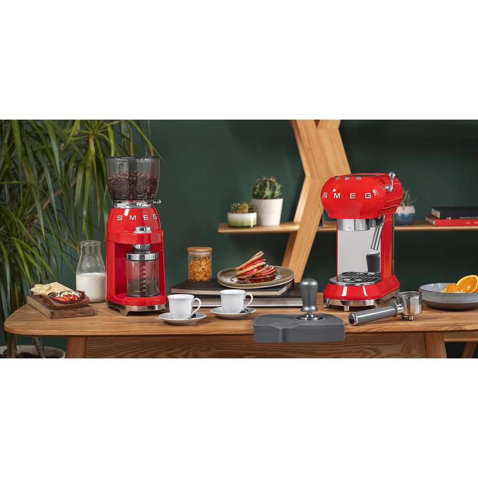 Smeg CGF01RDEU 50's Style, macinacaffè rosso con 30 regolazioni