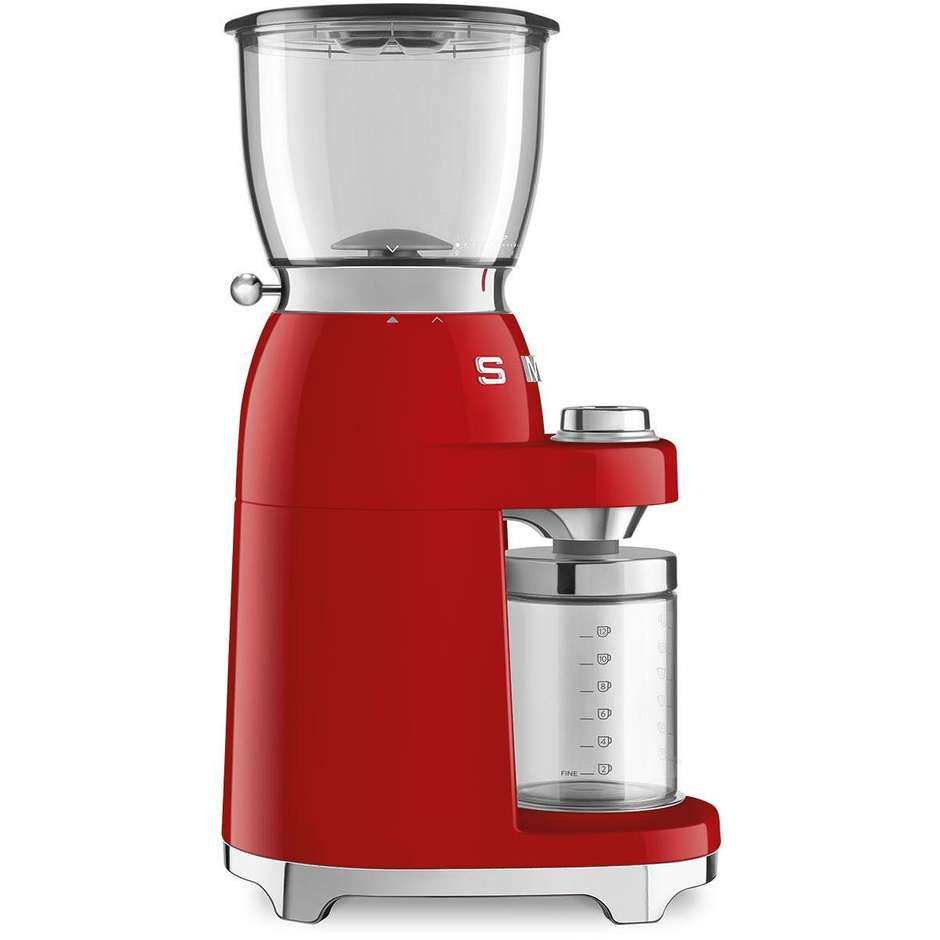 Smeg CGF01RDEU Macinacaffè Conico Elettrico 30 Livelli di Macinatura Alluminio Pressofuso 50's Style Rosso