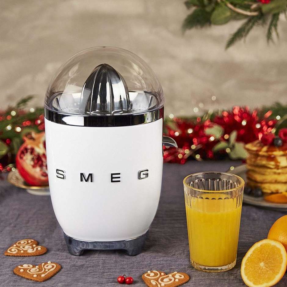 Smeg CJF11WHEU Spremiagrumi Elettrico Anni '50 Motore 70W con Sensore On/Off Bianco Lucido