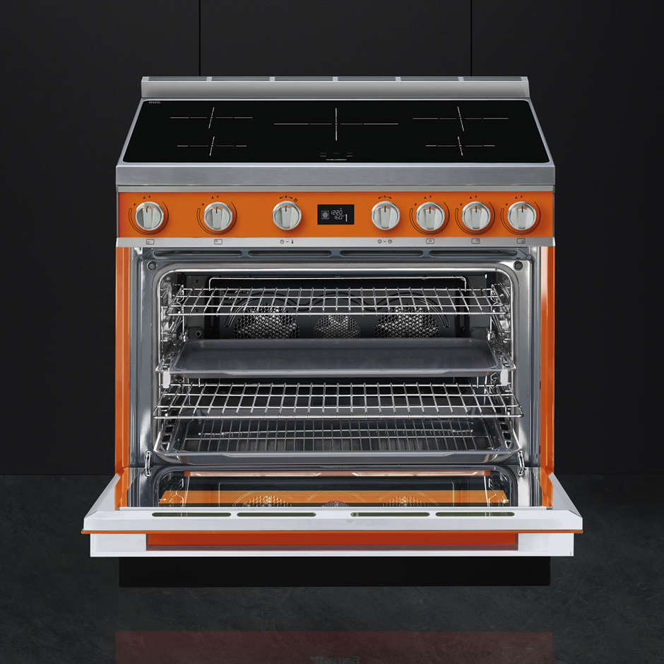 Smeg CPF9IPOR Cucina 90x60 5 zone a induzione Forno elettrico termoventilato 115 Litri Classe A+ pirolitico colore Arancione