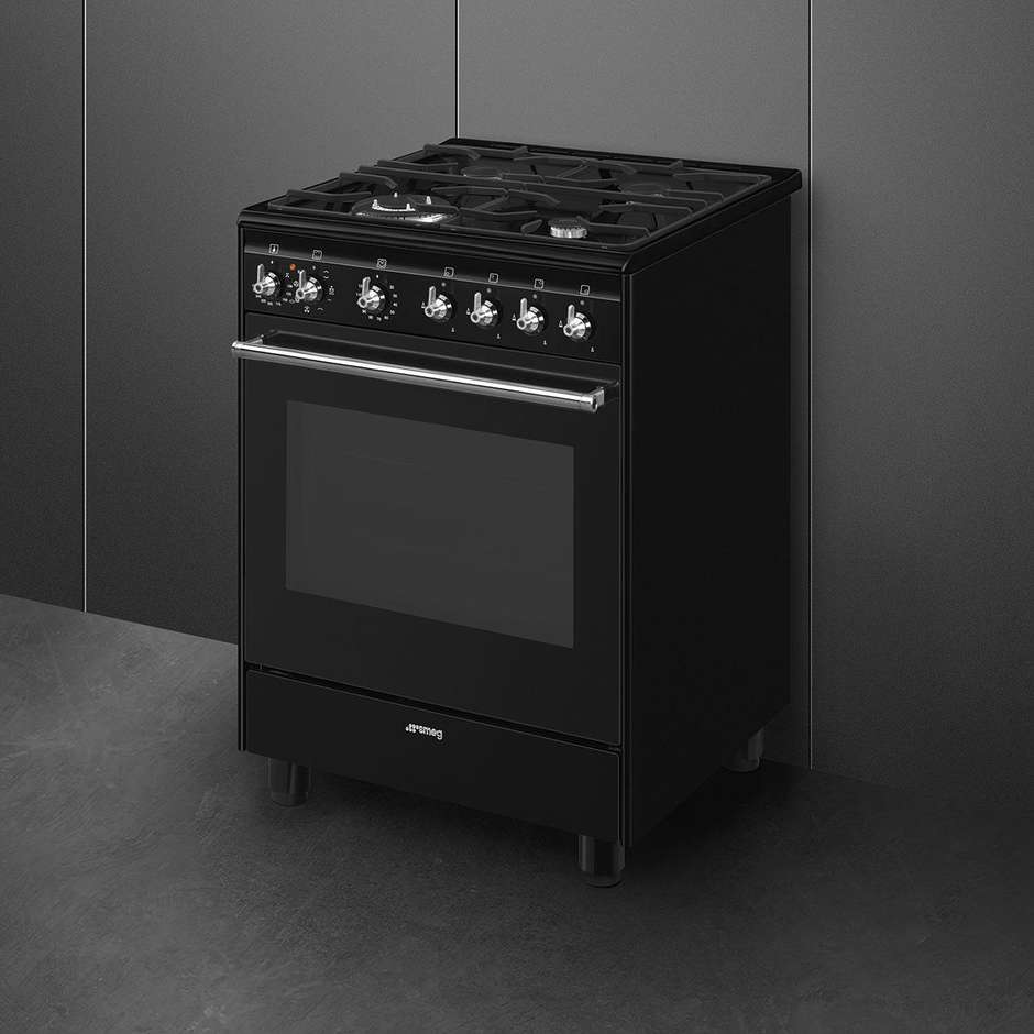 Smeg CX61GMBL Cucina 4 Fuochi con Forno Elettrico 600 mm Inox