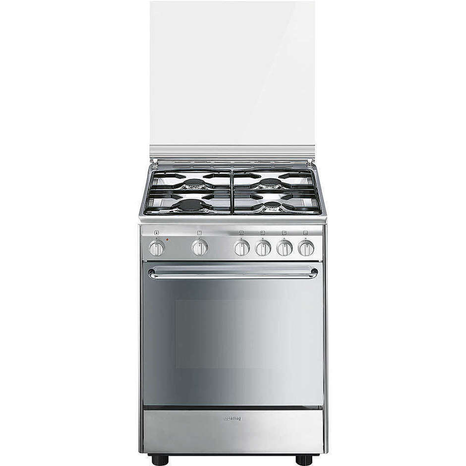 Smeg CX6SV9 cucina 60x60 4 fuochi a gas forno elettrico multifunzione ventilato 70 litri classe A colore inox
