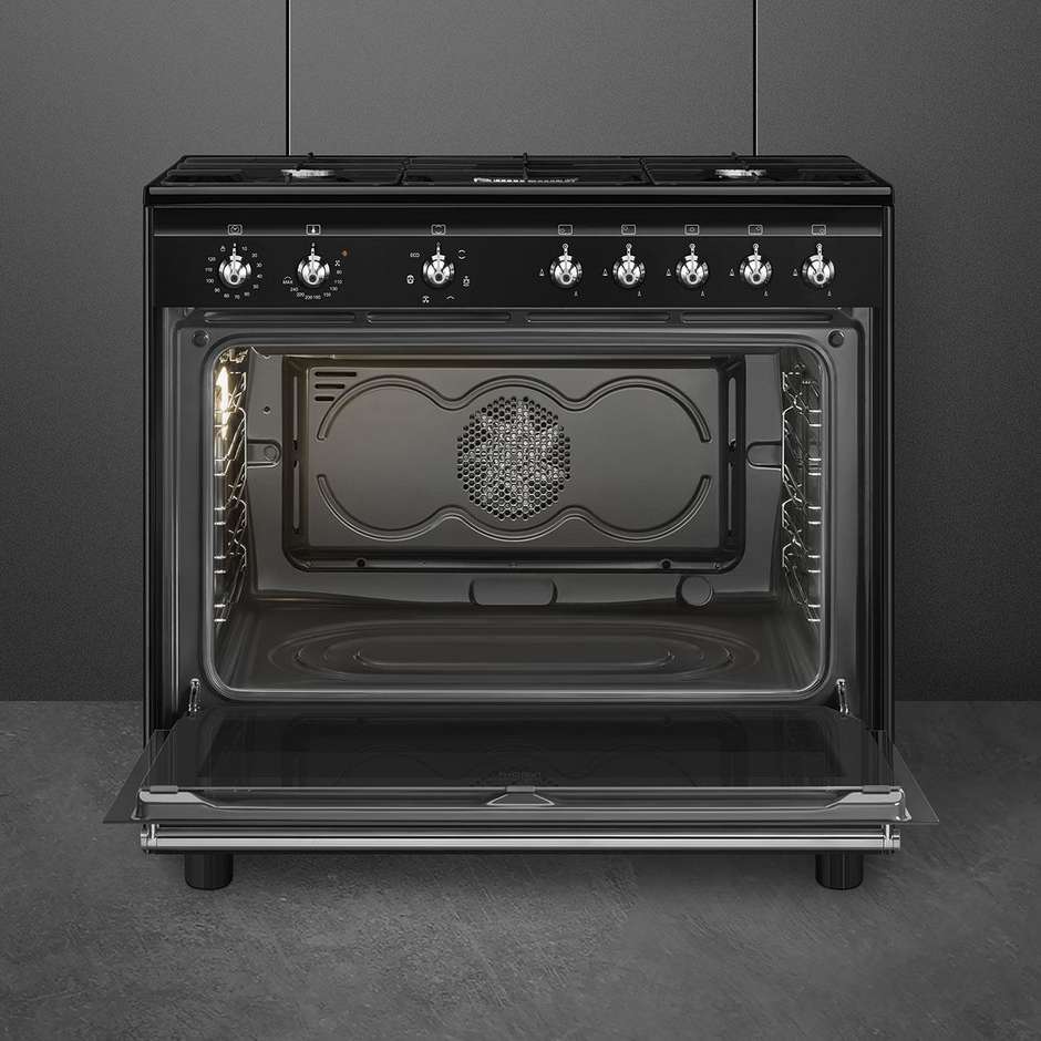 Smeg CX91GMBL Cucina 90x60 5 Fuochi Forno elettrico Capacita forno 115 Lt Classe A Colore Nero