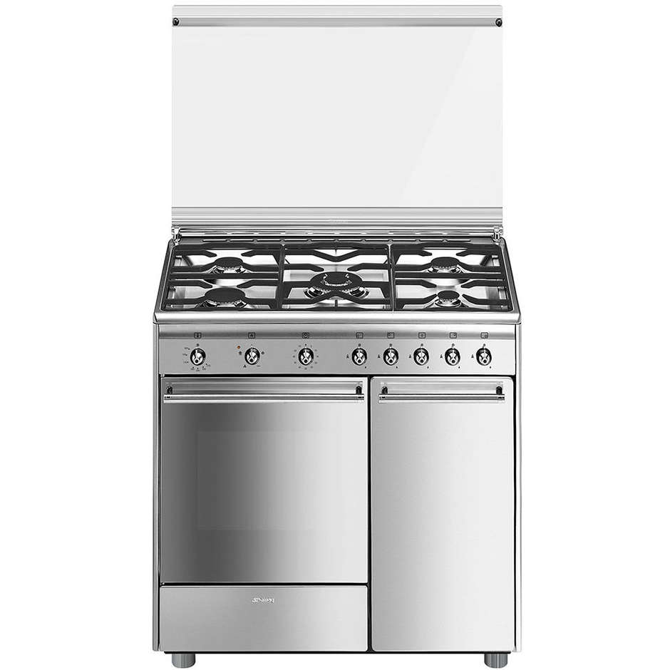 Smeg CX91GVE cucina 90x60 5 fuochi a gas forno a gas ventilato con grill elettrico 58 litri classe B colore inox