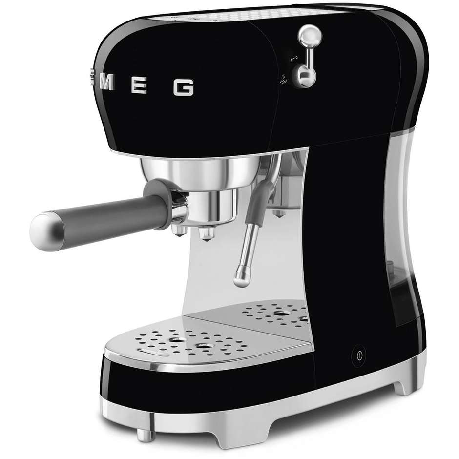 Smeg ECF02BLEU Macchina da Caffè Espresso Manuale con Cappuccino System, 15 bar, 1350 W, Nero