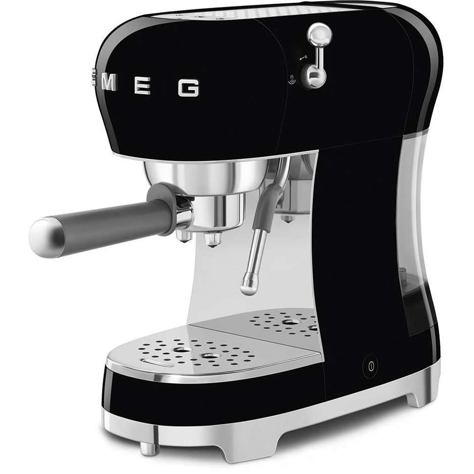 Smeg ECF02BLEU Macchina da Caffè Espresso Manuale con Cappuccino System, 15 bar, 1350 W, Nero
