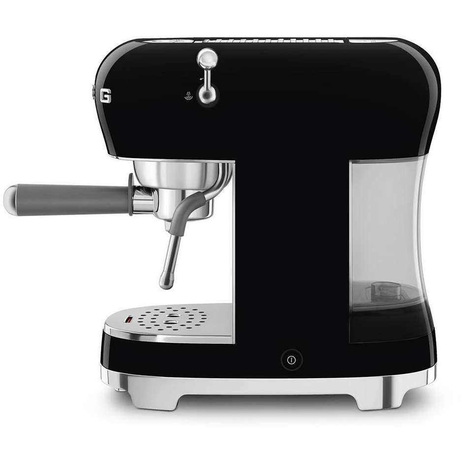 Smeg ECF02BLEU Macchina da Caffè Espresso Manuale con Cappuccino System, 15 bar, 1350 W, Nero