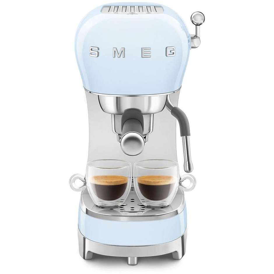 Smeg ECF02PBEU Macchina da Caffè Espresso Manuale Serbatoio Acqua 1 Lt Potenza 1350 W Colore Azzurro