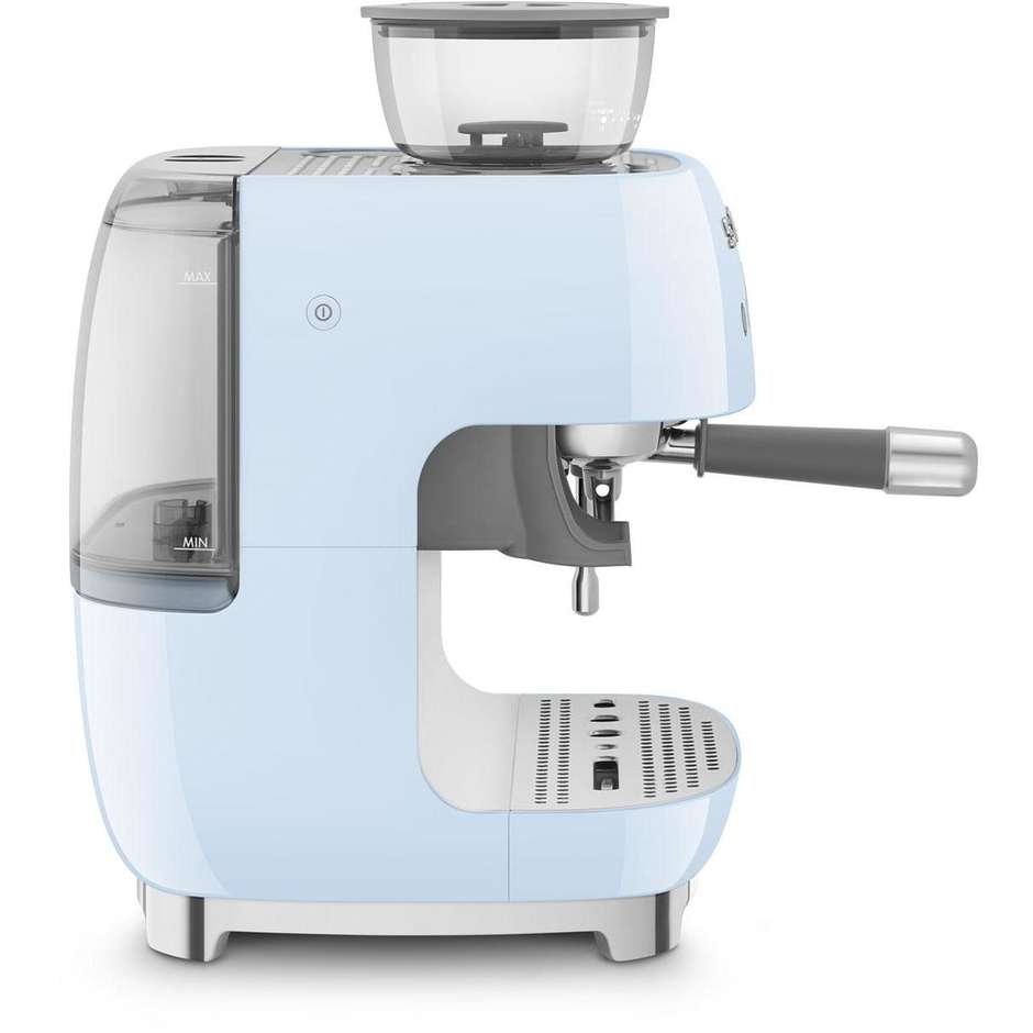 Smeg EGF03PBEU Macchina da Caffè Espresso Manuale con Macinacaffè Integrato Serbatoio da 1 Lt Potenza 1350 W Colore Azzurro