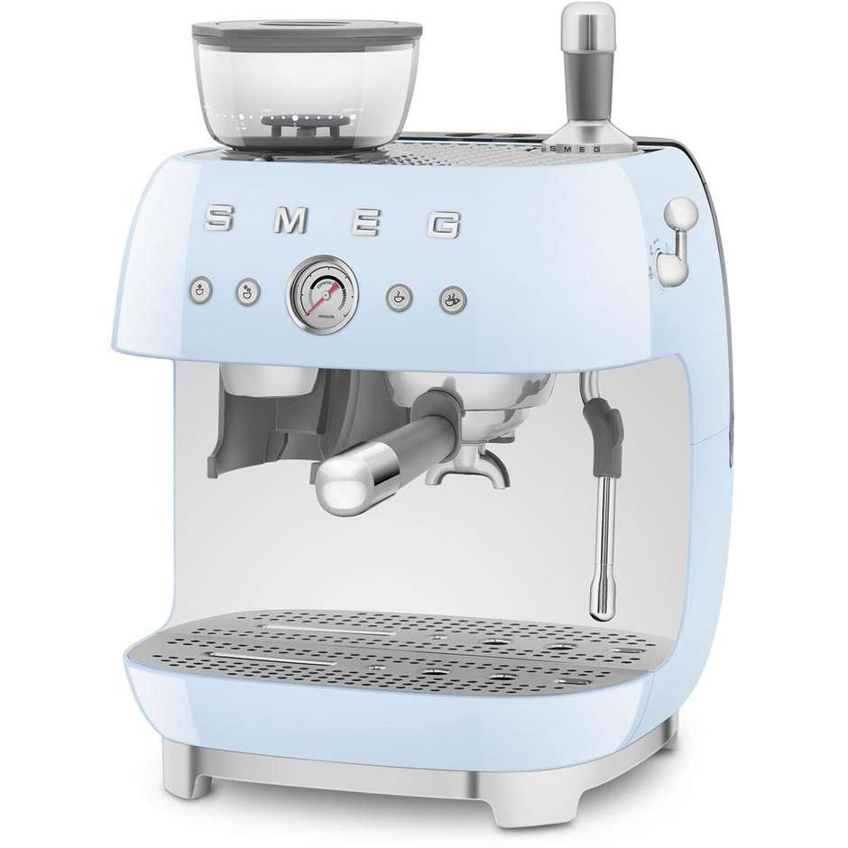 Smeg EGF03PBEU Macchina da Caffè Espresso Manuale con Macinacaffè Integrato Serbatoio da 1 Lt Potenza 1350 W Colore Azzurro