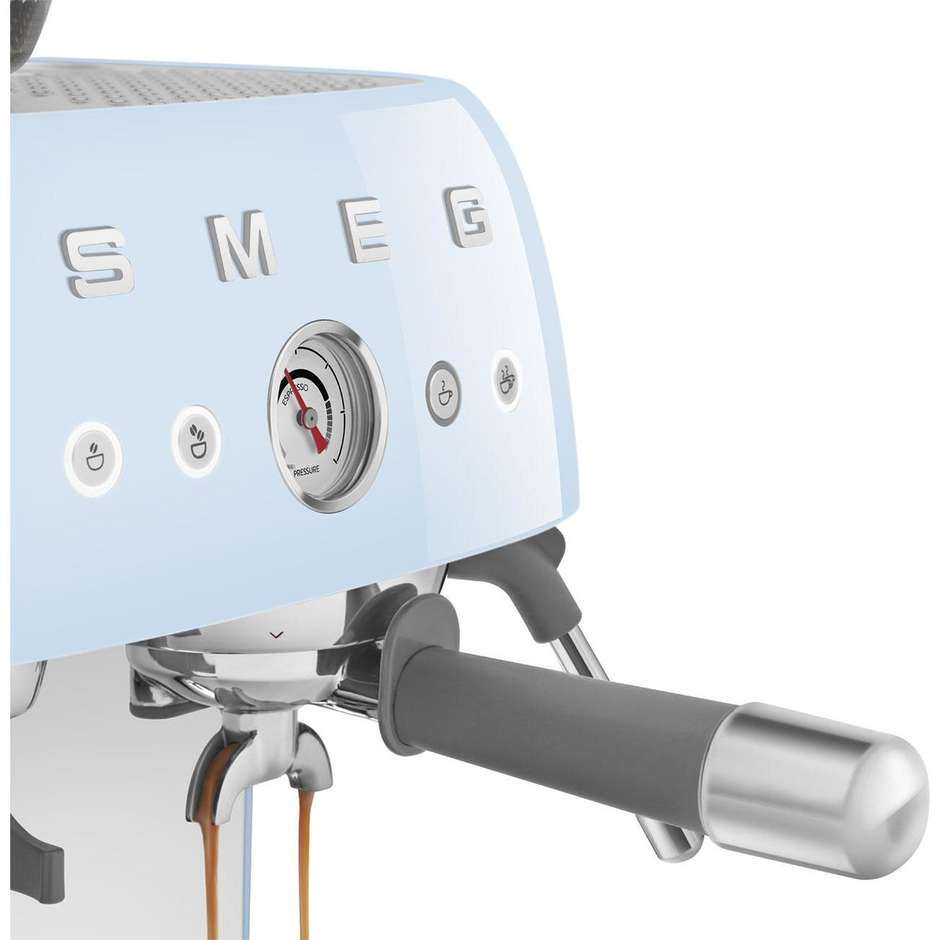Smeg EGF03PBEU Macchina da Caffè Espresso Manuale con Macinacaffè Integrato Serbatoio da 1 Lt Potenza 1350 W Colore Azzurro