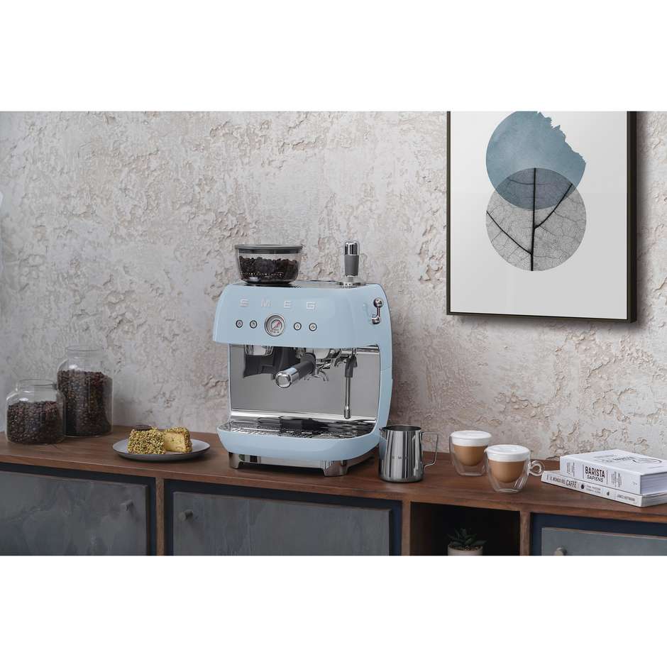 Smeg EGF03PBEU macchina espresso con macinacaffè integrato, azzurro lucido, 2,4 L