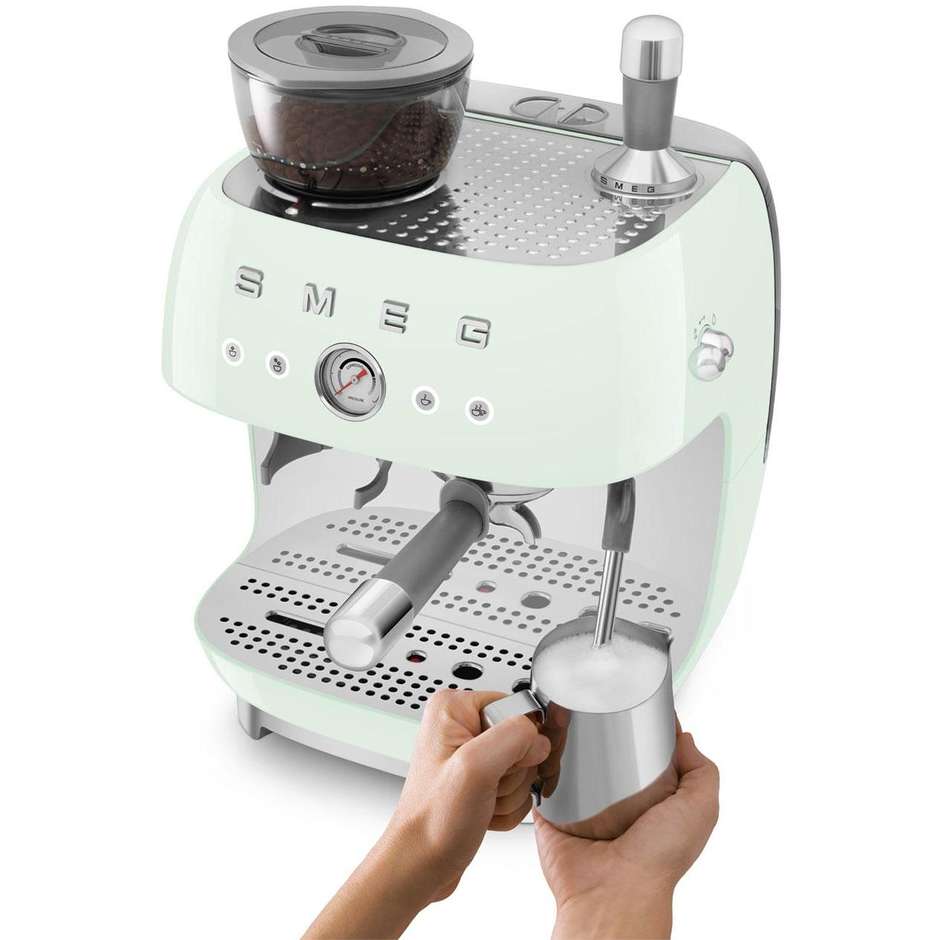 Smeg EGF03PGEU Macchina da Caffè Espresso Manuale con Macinacaffè Integrato Potenza 1350 W Colore Verde