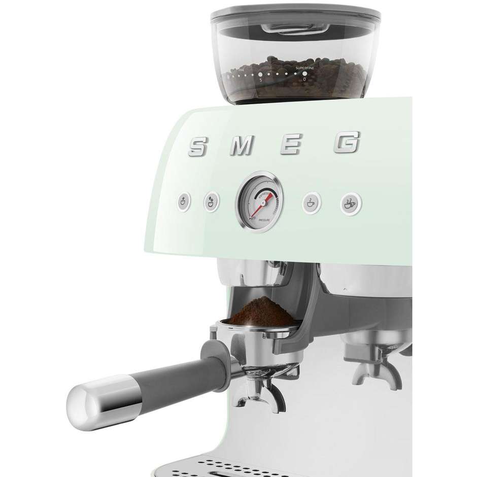 Smeg EGF03PGEU Macchina da Caffè Espresso Manuale con Macinacaffè Integrato Potenza 1350 W Colore Verde