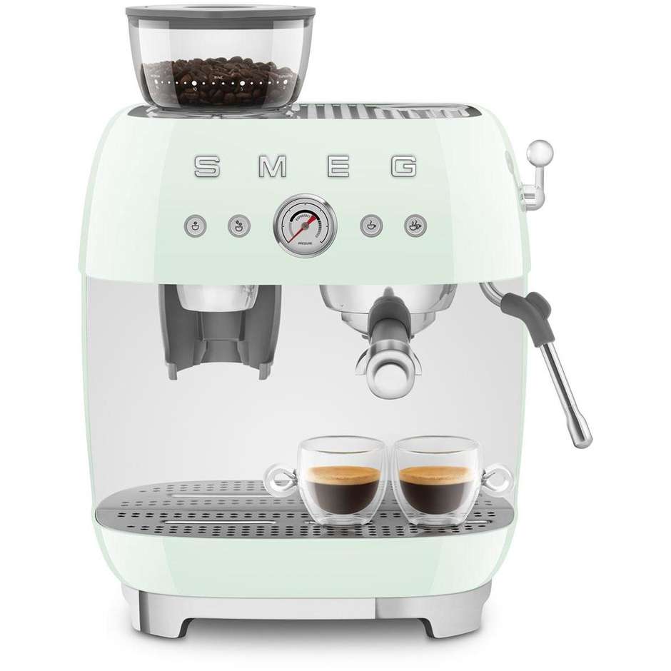 Smeg EGF03PGEU Macchina da Caffè Espresso Manuale con Macinacaffè Integrato Potenza 1350 W Colore Verde