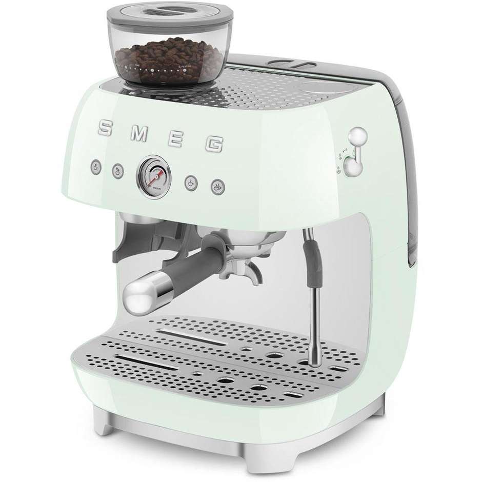 Smeg EGF03PGEU Macchina da Caffè Espresso Manuale con Macinacaffè Integrato Potenza 1350 W Colore Verde