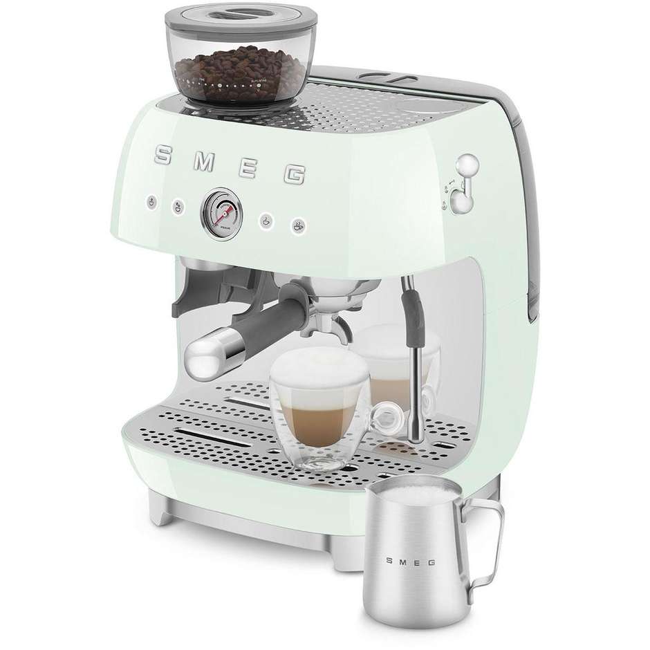 Smeg EGF03PGEU Macchina da Caffè Espresso Manuale con Macinacaffè Integrato Potenza 1350 W Colore Verde