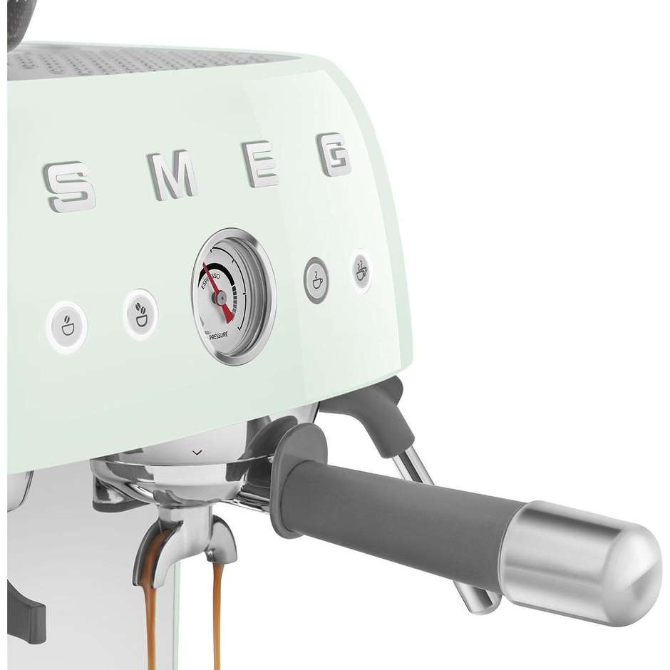 Smeg EGF03PGEU Macchina da Caffè Espresso Manuale con Macinacaffè Integrato Potenza 1350 W Colore Verde