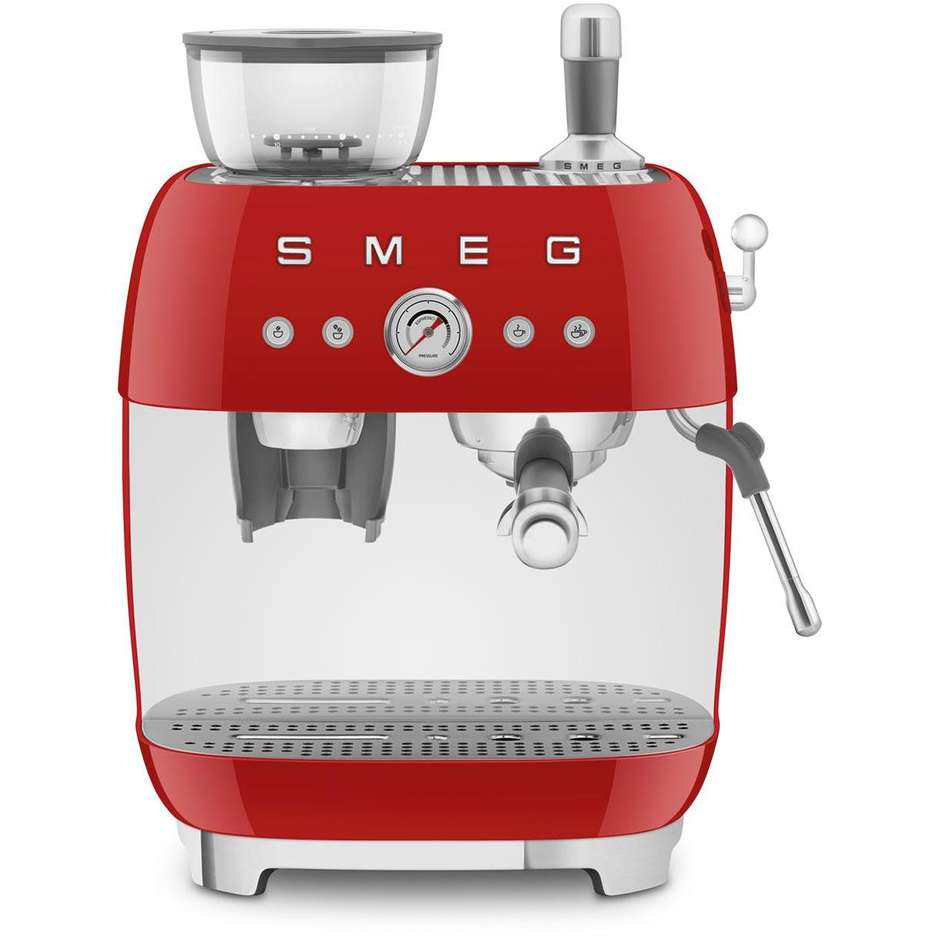 Smeg EGF03RDEU Macchina da Caffè Espresso Manuale con Macinacaffè Integrato Serbatoio da 1 Lt Potenza 1350 W Colore Rosso