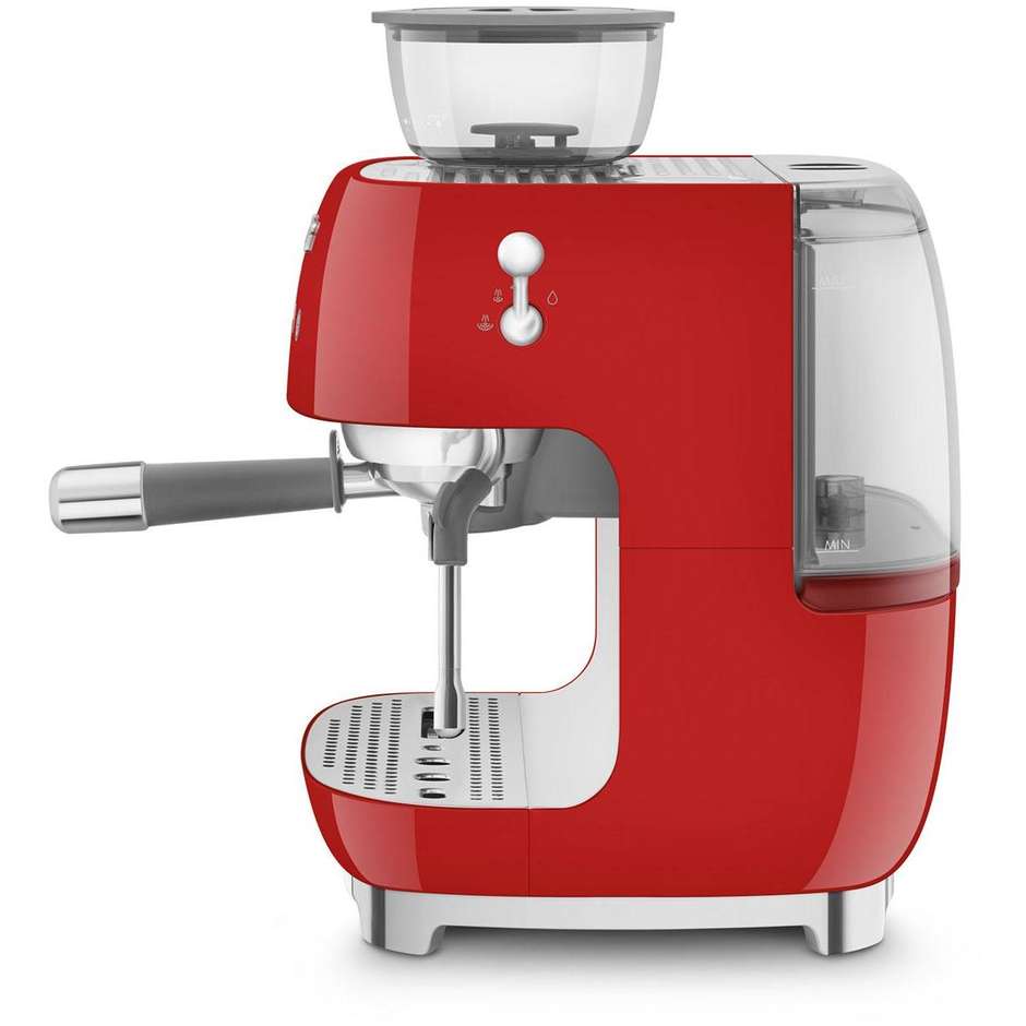 Smeg EGF03RDEU Macchina da Caffè Espresso Manuale con Macinacaffè Integrato Serbatoio da 1 Lt Potenza 1350 W Colore Rosso