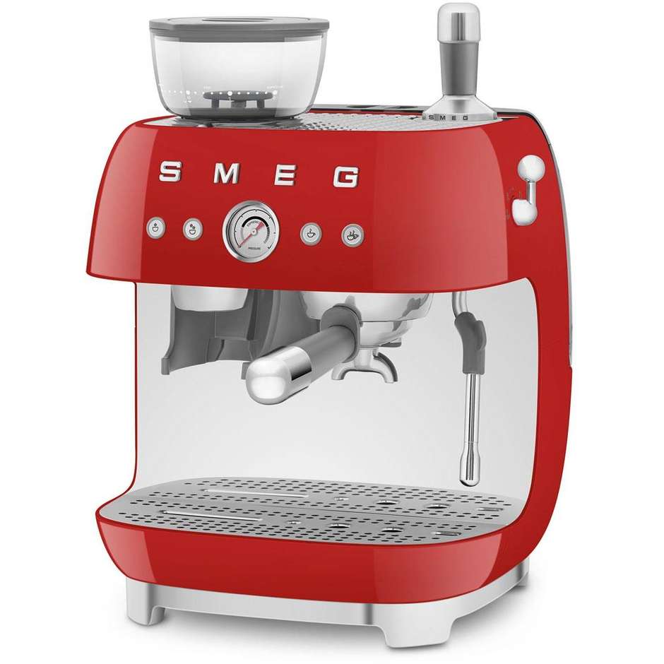 Smeg EGF03RDEU Macchina da Caffè Espresso Manuale con Macinacaffè Integrato Serbatoio da 1 Lt Potenza 1350 W Colore Rosso