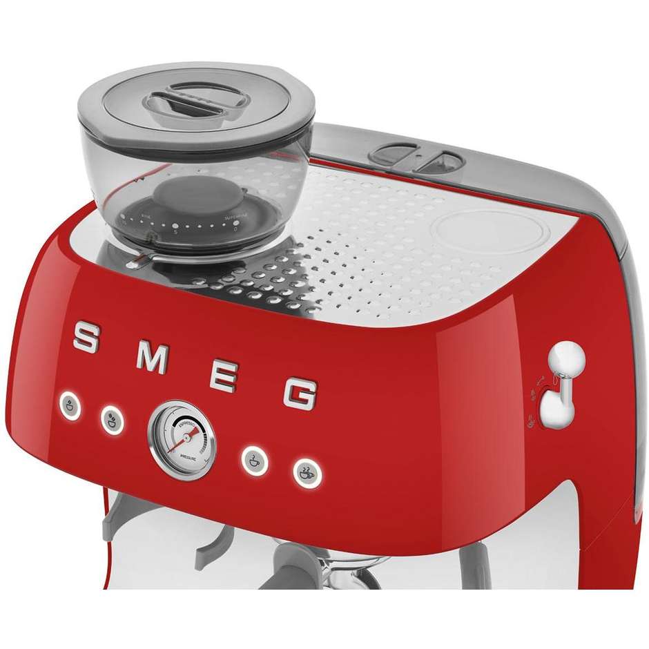 Smeg EGF03RDEU Macchina da Caffè Espresso Manuale con Macinacaffè Integrato Serbatoio da 1 Lt Potenza 1350 W Colore Rosso