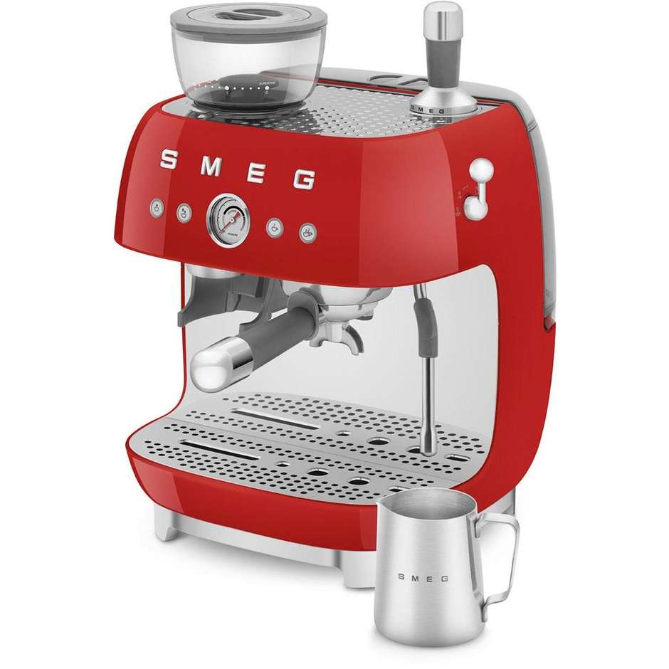 Smeg EGF03RDEU Macchina da Caffè Espresso Manuale con Macinacaffè Integrato Serbatoio da 1 Lt Potenza 1350 W Colore Rosso