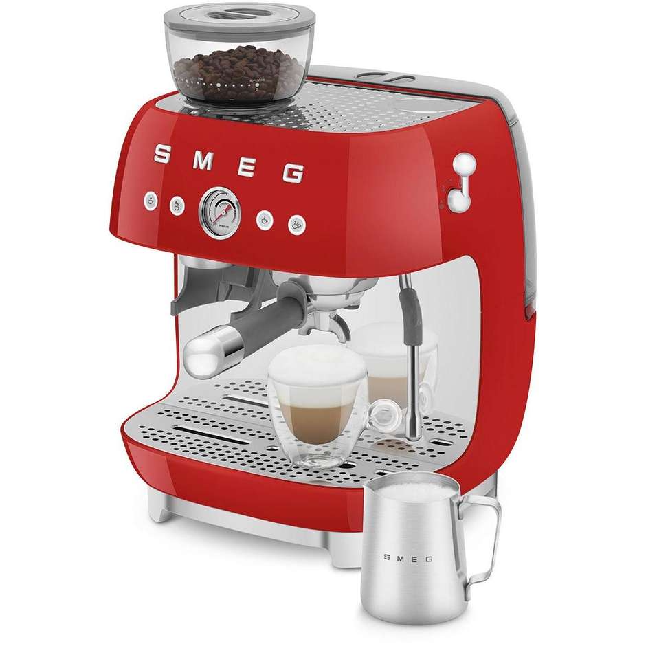 Smeg EGF03RDEU Macchina da Caffè Espresso Manuale con Macinacaffè Integrato Serbatoio da 1 Lt Potenza 1350 W Colore Rosso