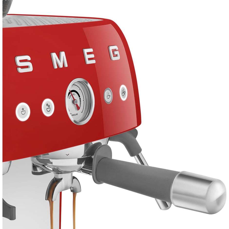 Smeg EGF03RDEU Macchina da Caffè Espresso Manuale con Macinacaffè Integrato Serbatoio da 1 Lt Potenza 1350 W Colore Rosso