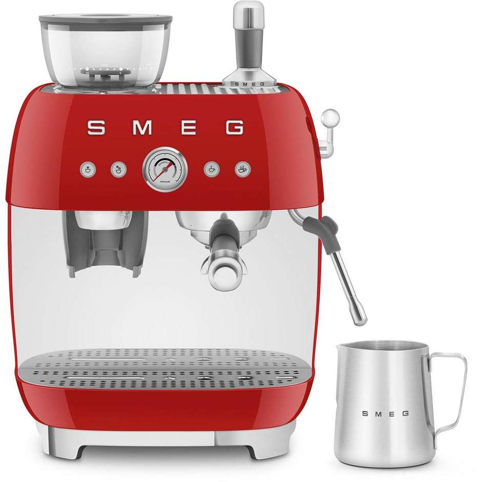 Smeg EGF03RDEU Macchina da Caffè Espresso Manuale con Macinacaffè Integrato Serbatoio da 1 Lt Potenza 1350 W Colore Rosso