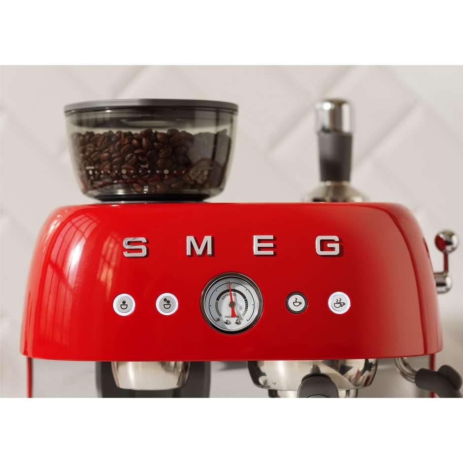 Smeg EGF03RDEU Macchina da Caffè Espresso Manuale con Macinacaffè Integrato Serbatoio da 1 Lt Potenza 1350 W Colore Rosso