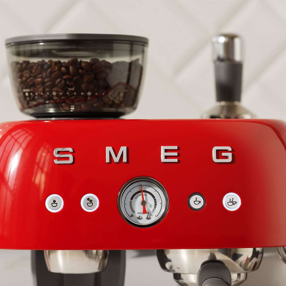 Smeg EGF03RDEU Macchina da Caffè Espresso Manuale con Macinacaffè Integrato Serbatoio da 1 Lt Potenza 1350 W Colore Rosso
