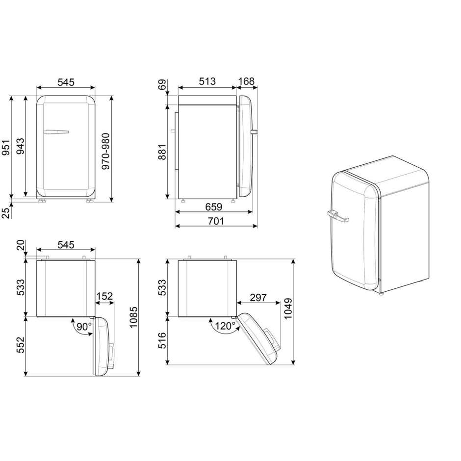 Smeg FAB10RPB6 Mini Frigorifero Capacita 122 Lt Classe D Colore Blu