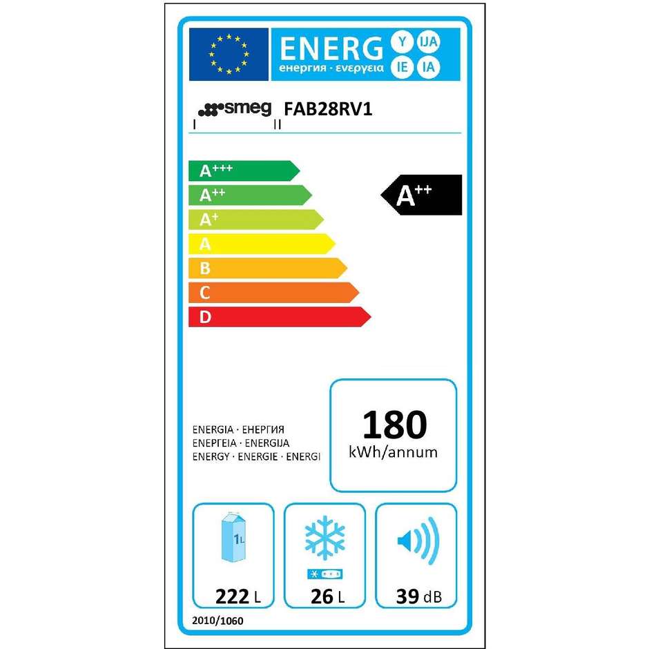 Smeg FAB28RV1 frigorifero monoporta 248 litri classe A++ Ventilato colore verde