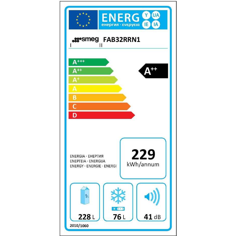 Smeg FAB32RRN1 frigorifero combinato 304 litri classe A++ Ventilato/No Frost colore rosso