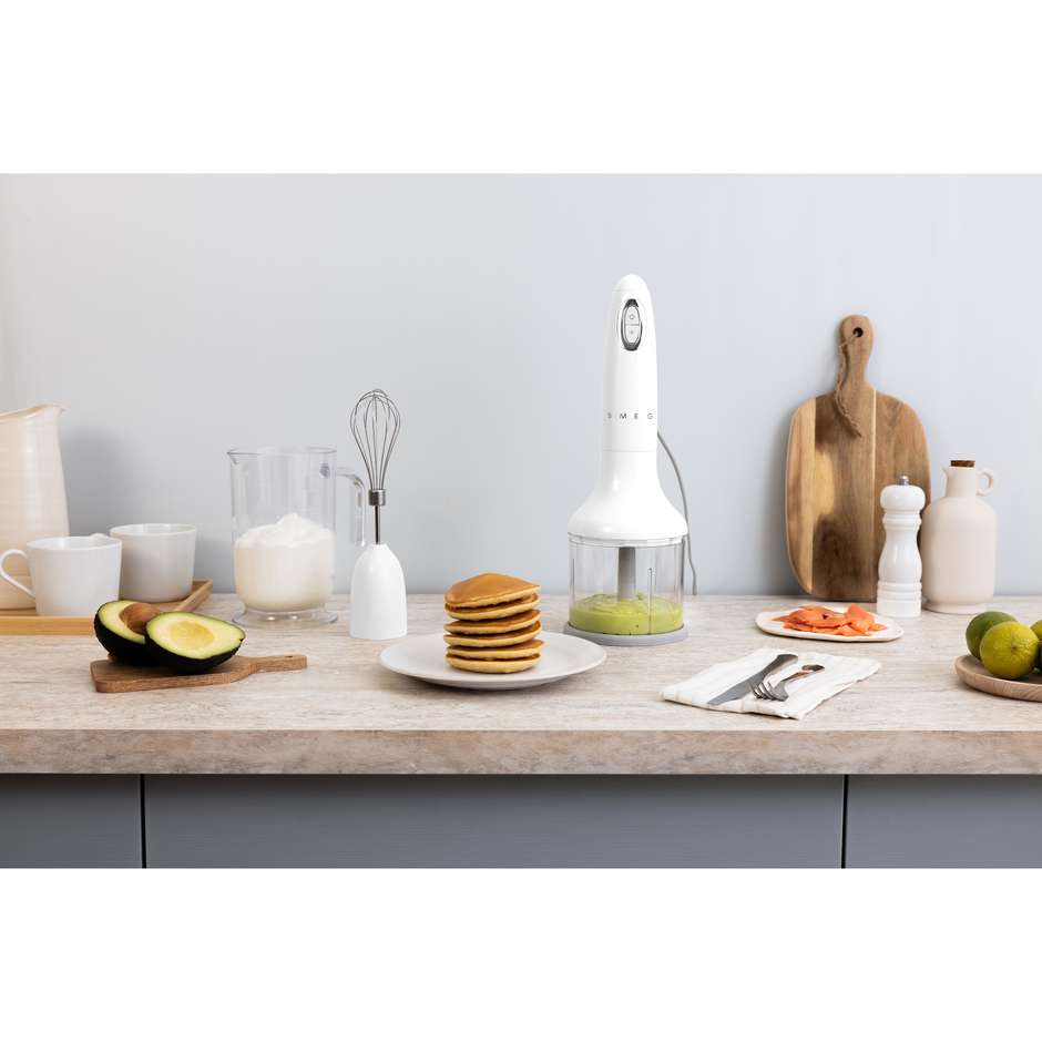 Smeg HBF03WHEU Frullatore a Immersione + Accessori Potenza 700W Colore Bianco