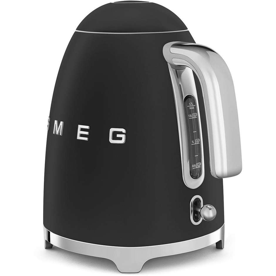 Smeg KLF03BLMEU Bollitore Elettrico Capacita 1.7 Lt Base Antiscivolo e Avvolgicavo Integrato Potenza 2400 W Colore Nero