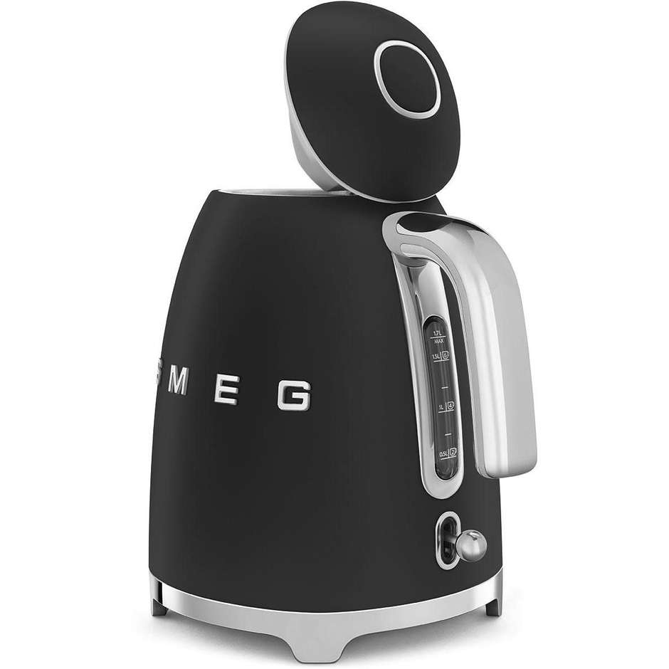 Smeg KLF03BLMEU Bollitore Elettrico Capacita 1.7 Lt Base Antiscivolo e Avvolgicavo Integrato Potenza 2400 W Colore Nero