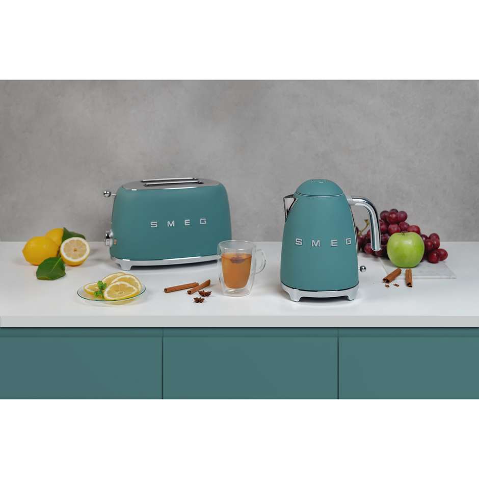 Smeg KLF03EGMEU Bollitore Elettrico 50's Style 1,7 Litri 2400 W Finitura Grigio Smeraldo Opaco
