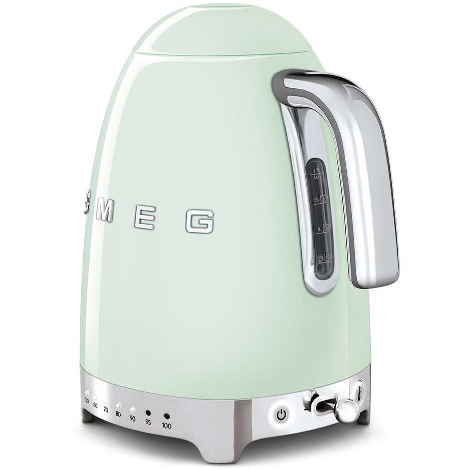Smeg KLF04PGEU Bollitore Elettrico 1,7 L 2400 W Verde Pastello con Display LED e Base a 360°