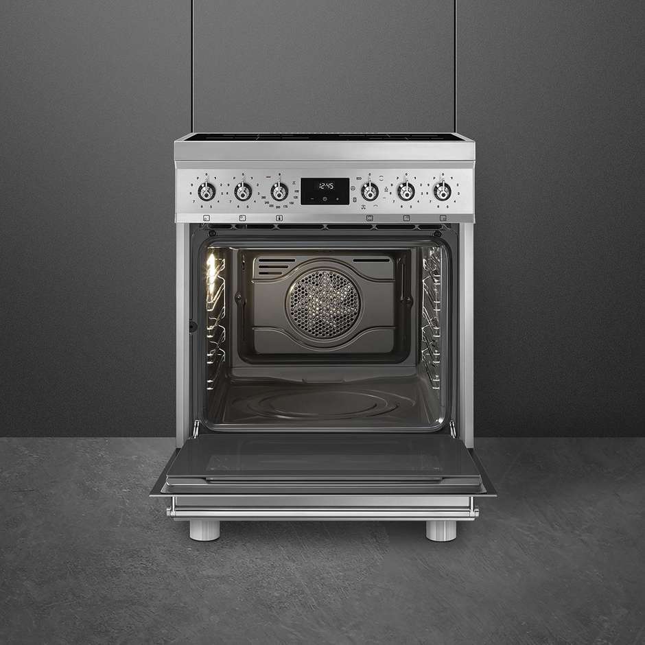 Smeg Linea Classica C6IMXM2 Cucina 60x60 cm Piano Induzione 4 Zone Booster Forno Elettrico Termoventilato 70 L Vapor Clean Classe A Inox