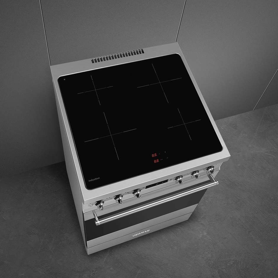 Smeg Linea Classica C6IMXM2 Cucina 60x60 cm Piano Induzione 4 Zone Booster Forno Elettrico Termoventilato 70 L Vapor Clean Classe A Inox