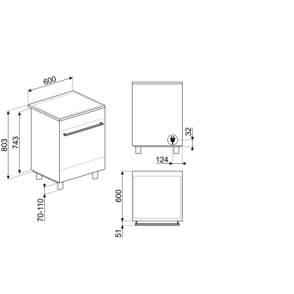 Smeg Linea Classica C6IMXM2 Cucina 60x60 cm Piano Induzione 4 Zone Booster Forno Elettrico Termoventilato 70 L Vapor Clean Classe A Inox