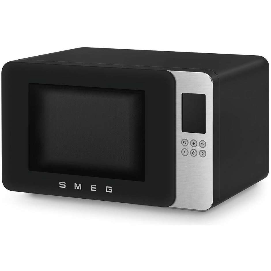 Smeg MOC01BLMEU Forno a Microonde con Grill 29 L, Tecnologia Inverter, Grill al Quarzo 900 W, Nero
